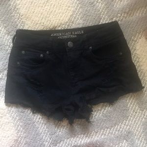 A.E Black denim stretch shorts